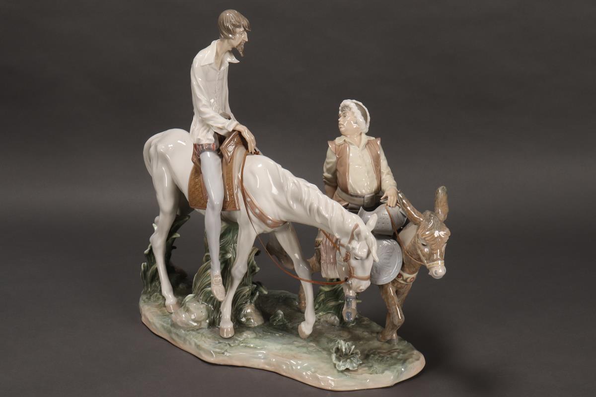 Impressive Lladro Don Quixote & Sancho Panza Porcelain Figure Group 