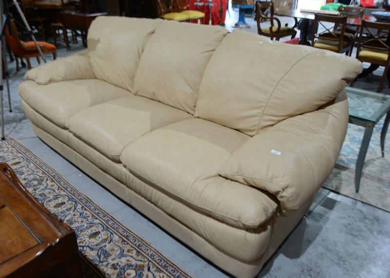 Italian Made 3 Seater Leather Sofa, Natuzzi Italian Leather Couch