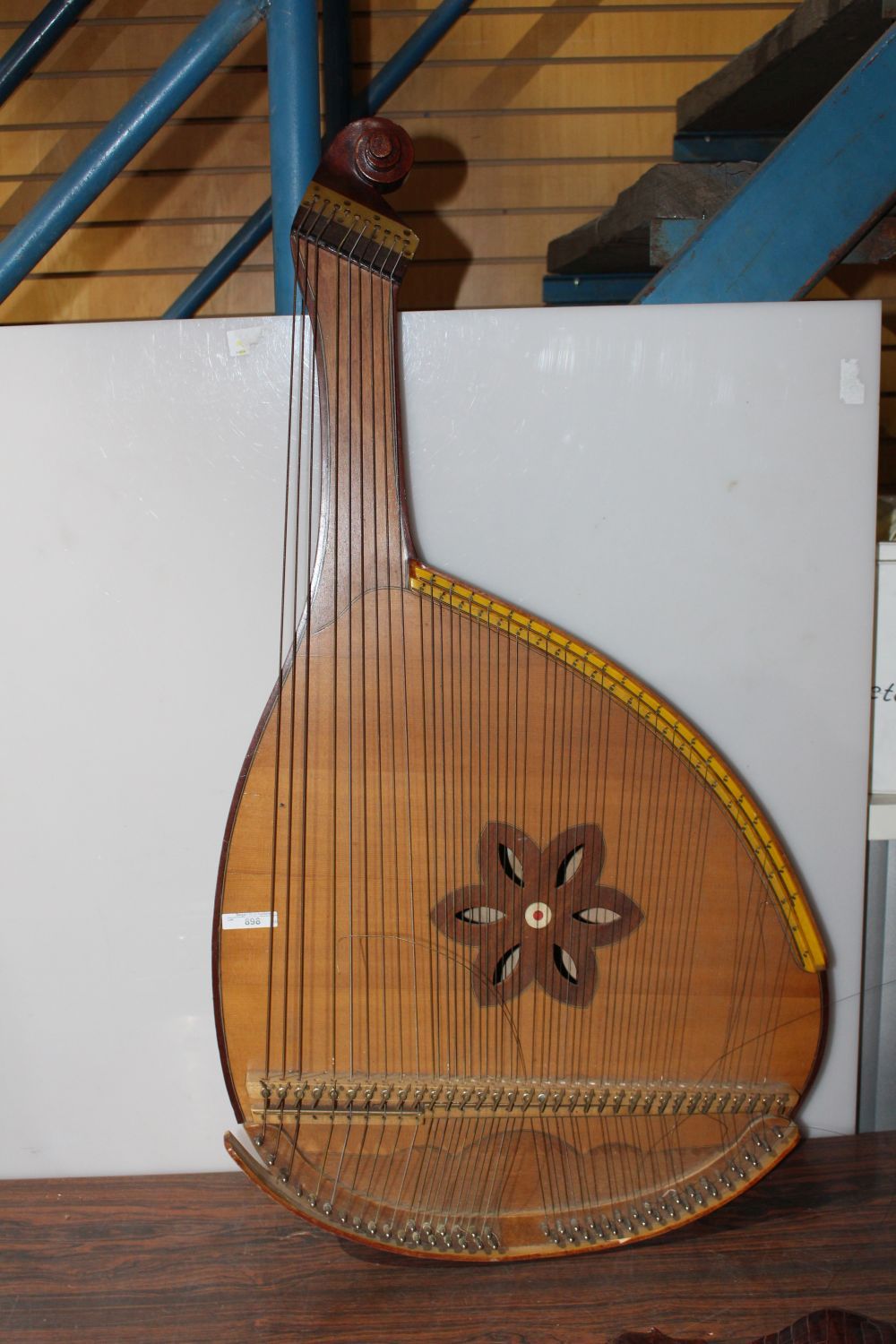 Unusual Stringed Instrument With Large Bowl And Multiple Strings 