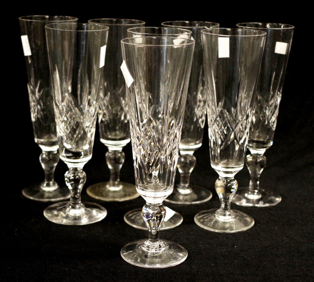 Eight Stuart cut crystal champagne flutes - Barsby Auctions | Find Lots ...