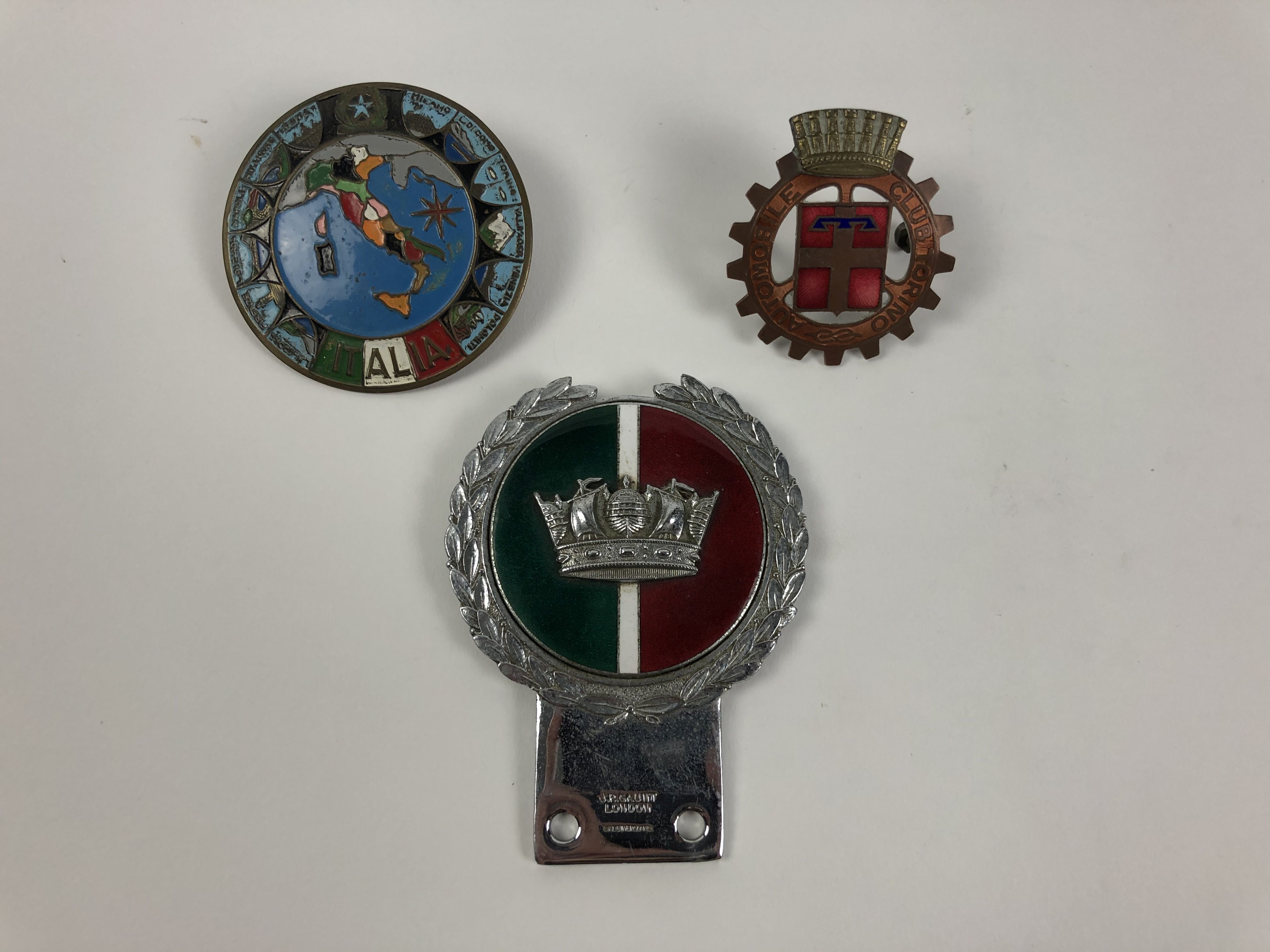 ITALY: Three superb Italian Country and Car Club badges including brass ...