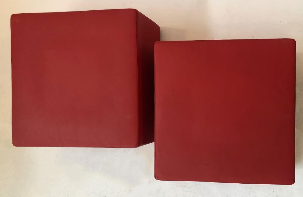 A Pair Of Contemporary Red Leather Ottomans Gibson S Auctioneers   512 01 