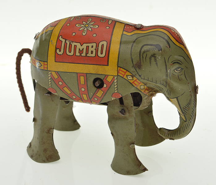 Early Matchbox Lesney 'Jumbo' Tinplate Clockwork Walking Elephant.