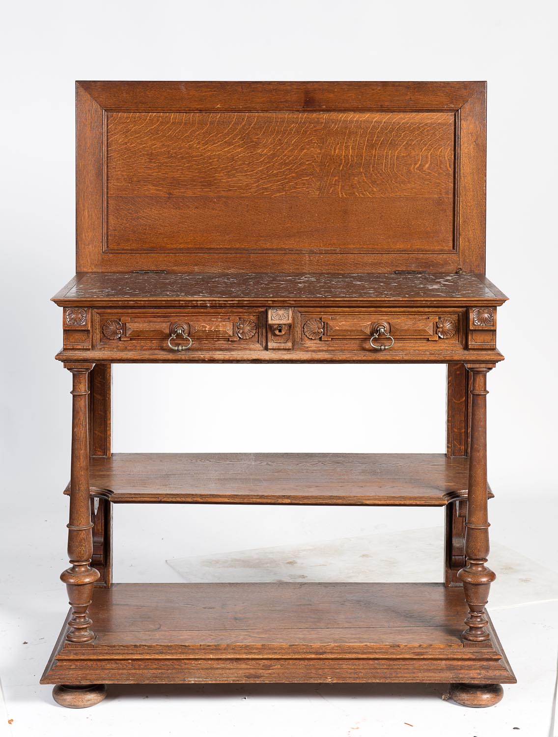 A French Dumb Waiter Servery With Lift Top And Marble Interior Carved