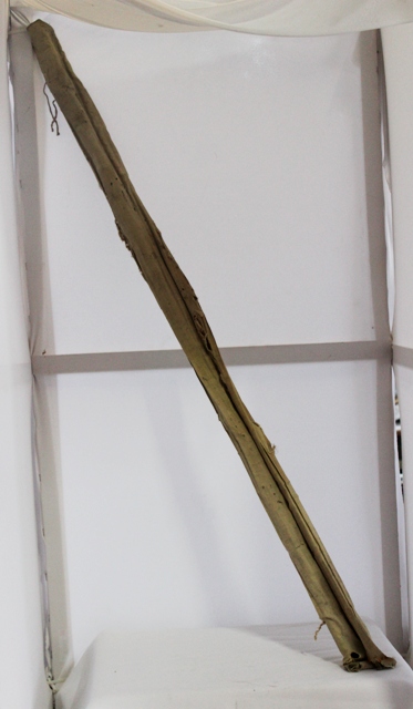 An Australian vintage split cane fishing rod, stamped Pastime Len C.  Butterworth, Rod Maker, Brisbane 274cm overall