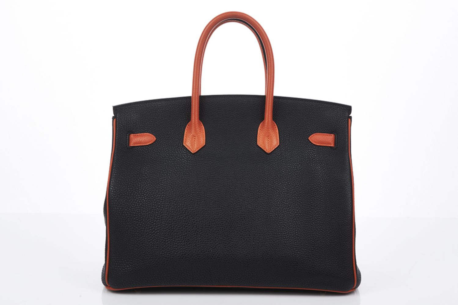 Sold at Auction: Hermes Special Order Black and Orange Togo Birkin 35