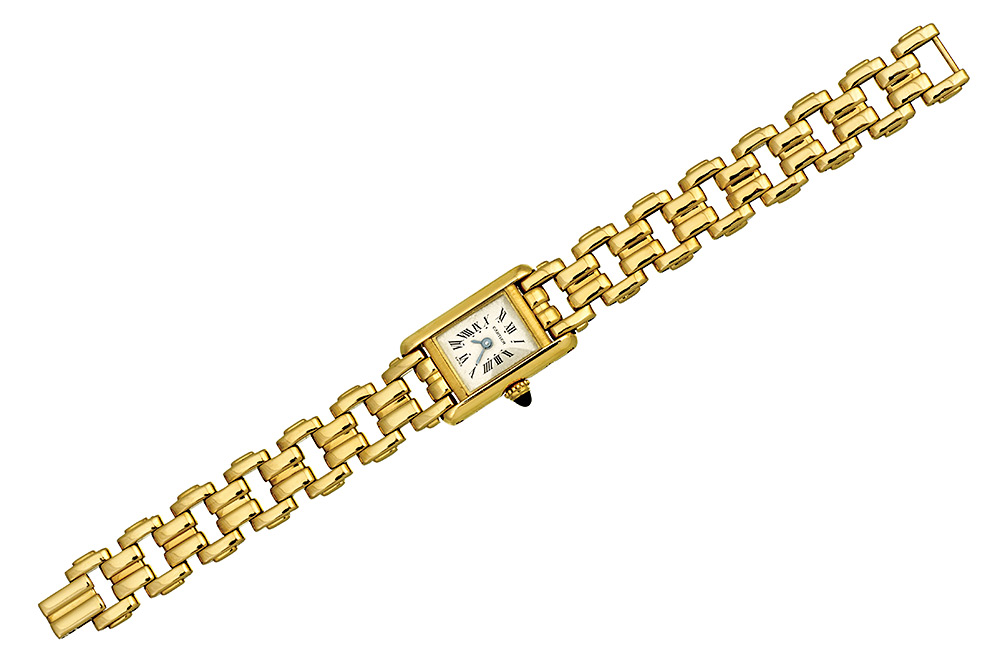 Cartier A Lady s 18ct gold rectangular bracelet watch no 828003