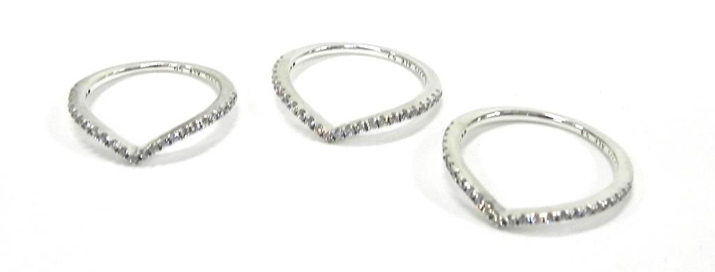 Three Pandora Sterling Silver Crystal V Shape Rings [3] - Theodore ...